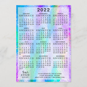 Programa 2022 Calendário Iridescente Colorida Holográfico