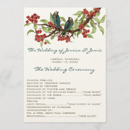 Programa 5 x 7 Vintage Love Birds Tea Stain Weding Program