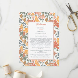 Programa Abstrato Floral Birds Itinerário de Casamento do M