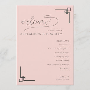 Programa Agenda de Casamento Minimalista Rosa Elegante