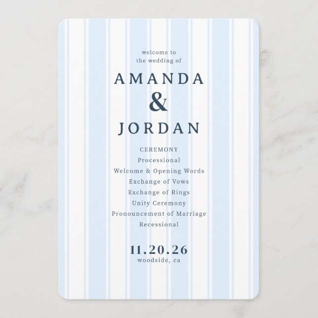 Programa Amanda & Jordan Elegant Blue Vertical Ceremony (Frente)
