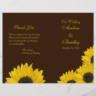 Programa amarelo do casamento de Brown do girassol
