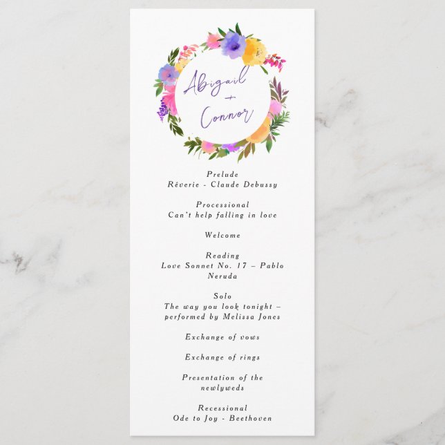 Programa Amarelo violeta violeta casual vibrante (Frente)