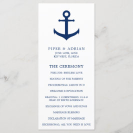 Programa Âncora Náutica Azul Marinho Casamento Elegante