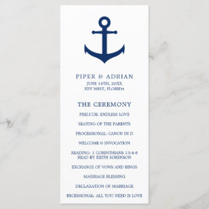 Programa Âncora Náutica Azul Marinho Casamento Elegante