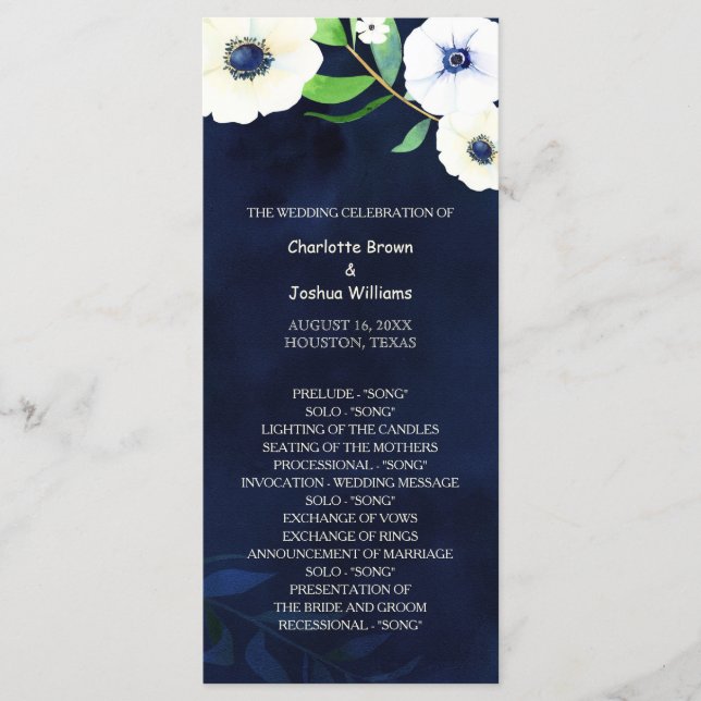 Programa Anemone Floral Marinho Blue Wedding (Frente)