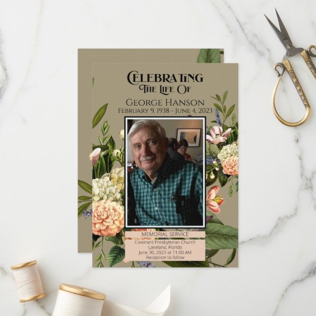 Programa Anunciamento do Memorial do Funeral Peach Greenery (Frente/Verso In Situ)