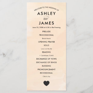 Programa Apricot Watercolor Weding para Cerimônia