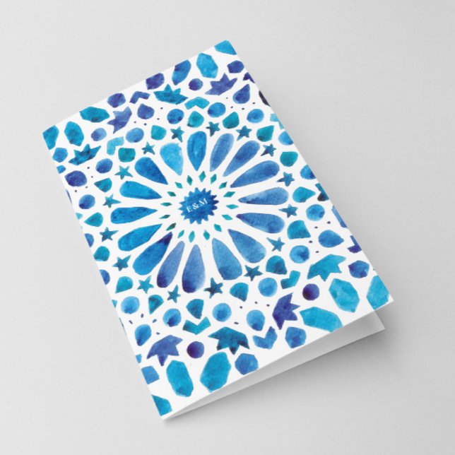 Programa Aquarela Azul Azulejo Mediterrâneo Casamento Dobra (Criador carregado)