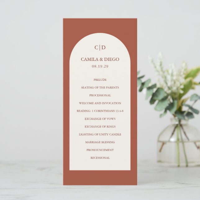 Programa Arco de Cobre Elegante Casamento Moderno (Em pé/Frente)