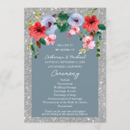 Programa Arco Floral de Cor de Água com Glitter Azul Dusty