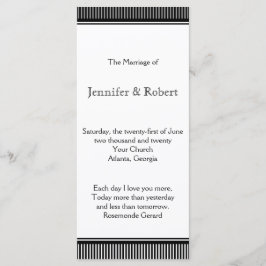 Programa Art Deco Black White Stripe Weding Program