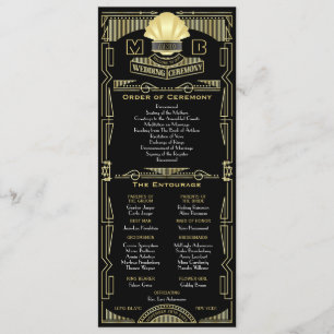 Programa Art Deco Dourado Ordem Negra de Entourada Cerimôni