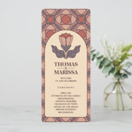 Programa Art Deco Floral Stained Glass Wedding Program