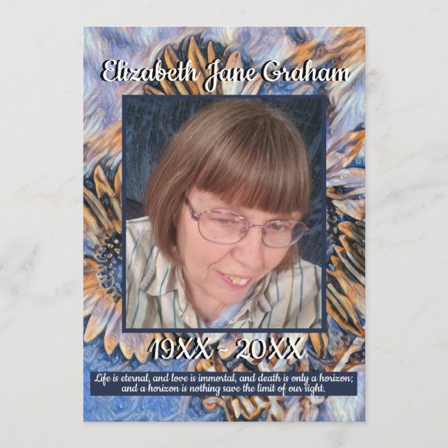 Programa Arte de Girassol Laranja Azul | Foto | Funeral (Frente)