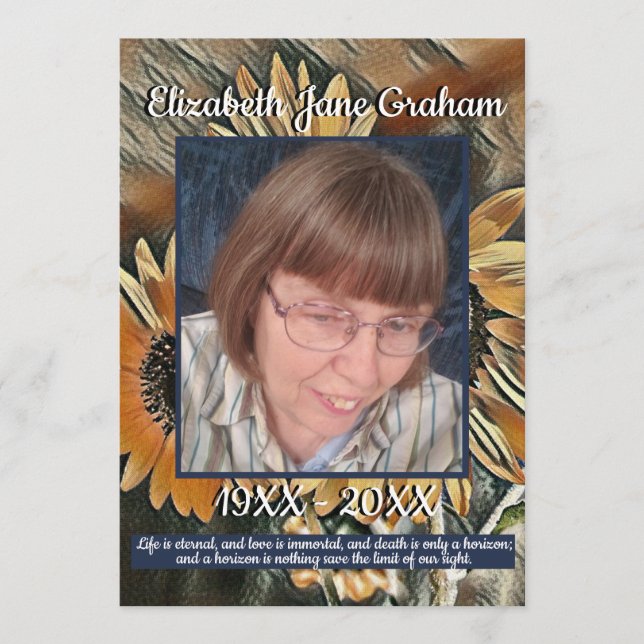 Programa Arte Sunflower Dourada e Azul | Foto | Funeral (Frente)