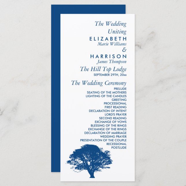 Programa Árvore de Carvalho Azul, Casamento Russo e Minimal (Frente/Verso)