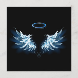 Programa Asas de Anjo Azuis Brilhantes em fundo preto