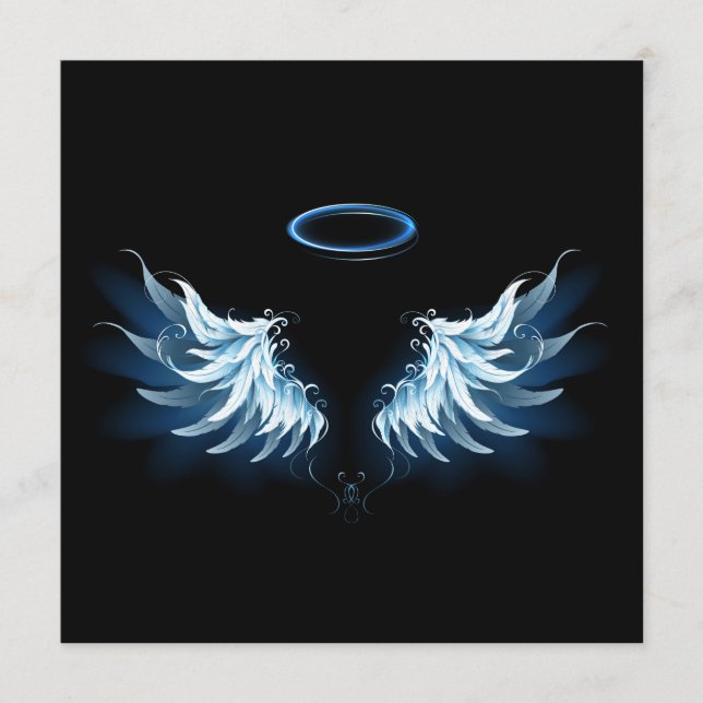 Programa Asas de Anjo Azuis Brilhantes em fundo preto (Frente)