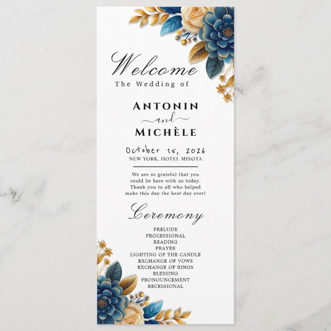 Programa Autumn Romance Watercolor Floral Wedage Program (Frente)