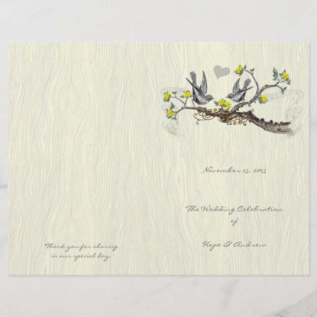 Programa Aves Vintage Yellow & Cinza Woodgrain (Frente)