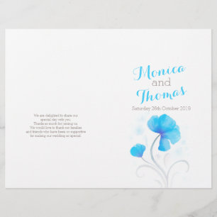 Programa azul do casamento do wildflower da
