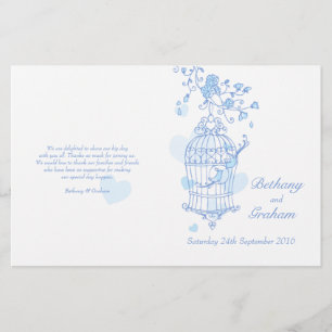 Programa azul do casamento dos pássaros do amor