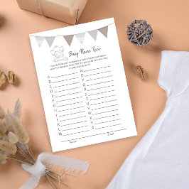 Programa Baby Name Race Game Baby Elephant Card