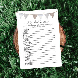 Programa Baby Word Scramble Modern Baby Elephant Card