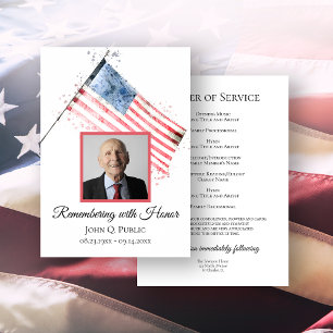Programa Bandeira Americana Aquarela Serviço Funeral Memori