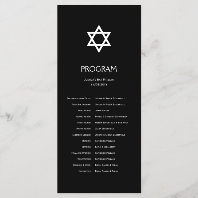 Programa Bar brilhante/Bat Mitzvah (Frente)