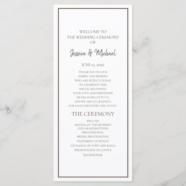 Programa Básico de Casamento Branco e Castanho (Frente)