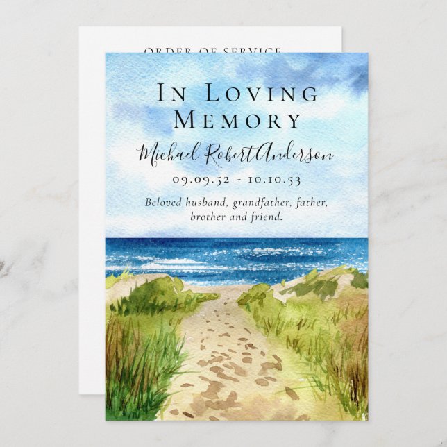 Programa Beach In Loving Memory Funeral (Frente/Verso)