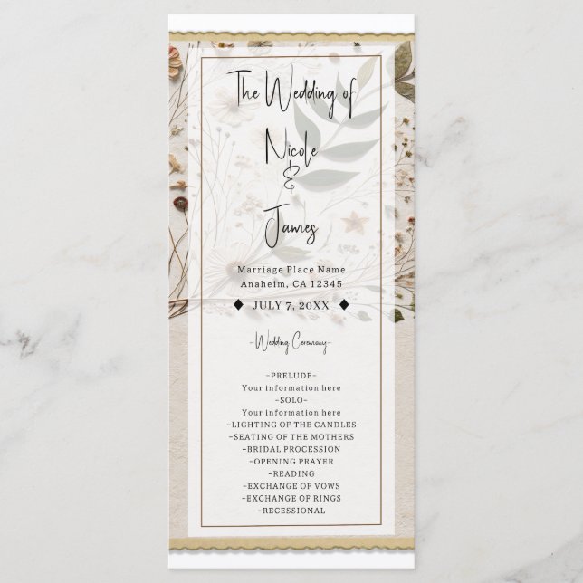 Programa Belo Casamento de Flores Botânicas e Folhas da Nat (Frente)