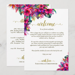 Programa Bem-vindo e Itinerário de Casamento Floral de Jard