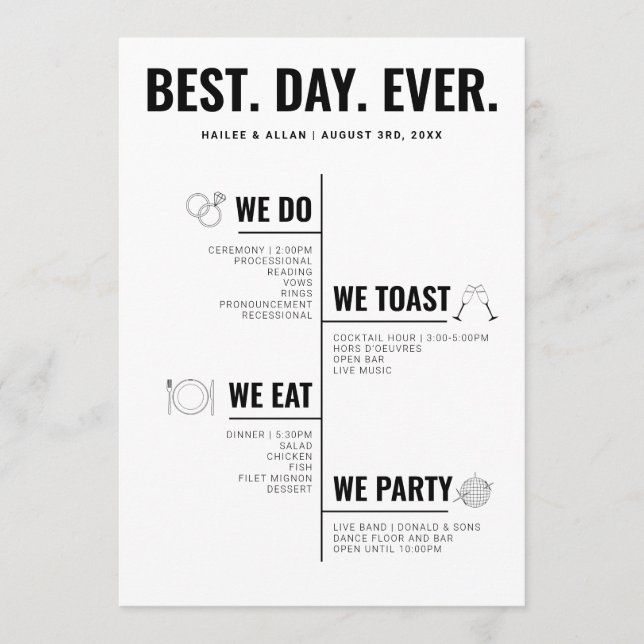 Programa Best Day Ever Wedding Timeline Program (Frente)