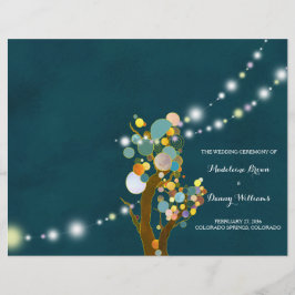 Programa BiFold De Casamento Teal De Luzes Chic St
