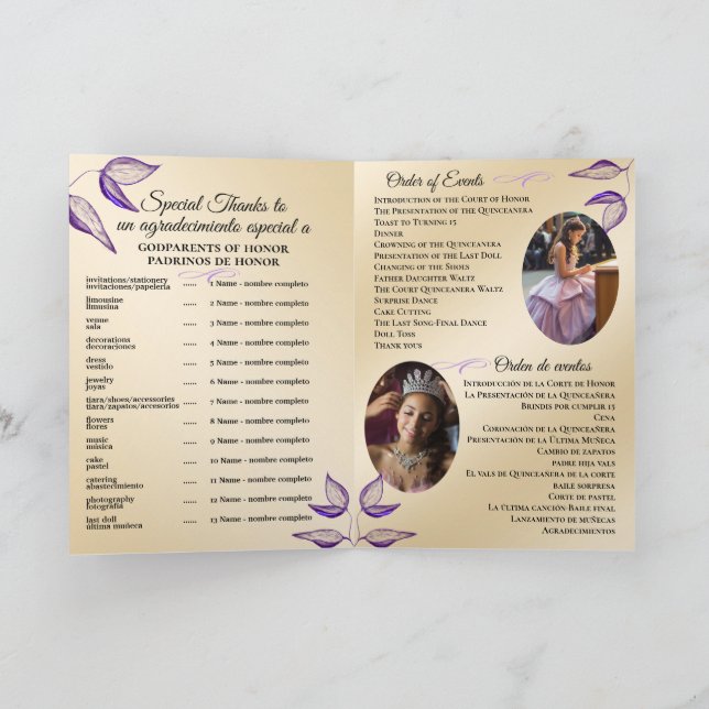 Programa Bilíngue Quinceañera Ordem de Eventos (Interior)