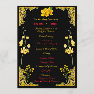 Programa Black and Gold Wedding Program