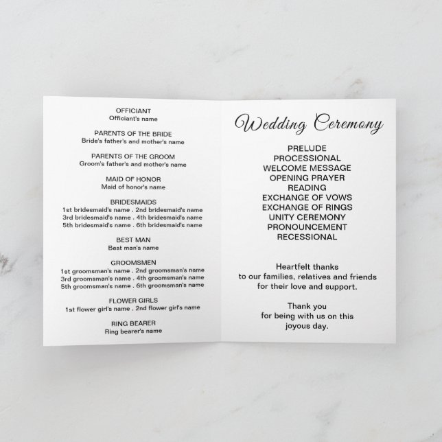 Programa Black and White Wedding Program (Interior)