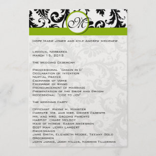 Programa Black Damask Swirl Apple Green Wedment Program