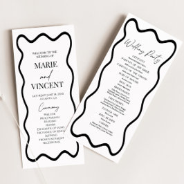 Programa Black White Elegant Wavy Border Wedding