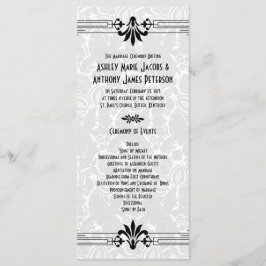 Programa Black White Roaring 20s Art Deco Wedding Program