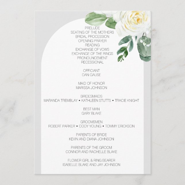 Programa Bloom White Floral Wedding (Frente)