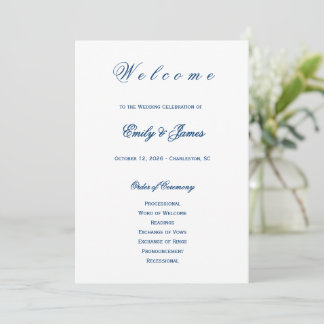 Programa Blue and White Wedding