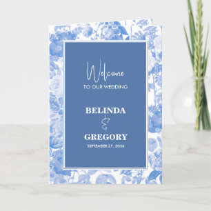 Programa Blue Botanical Florals Wedding Order