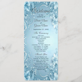 Programa Blue Decorative Floral Wedding Program