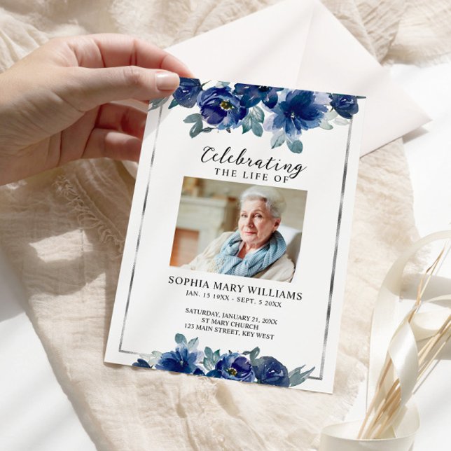 Programa Blue Flowers Memorial Ordem Funeral de Serviço (Criador carregado)