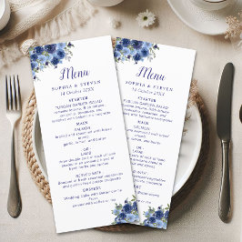 Programa Blue Navy Flowers Elegant Wedding Party