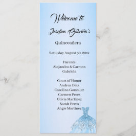 Programa Blue Quinceanera double side program card 